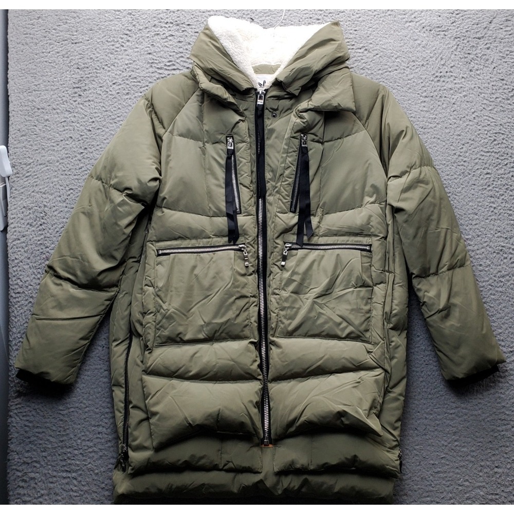 Orolay Thickened Down Jacket Womens Small Green Long Sleeve Hooded Full Zip EUC